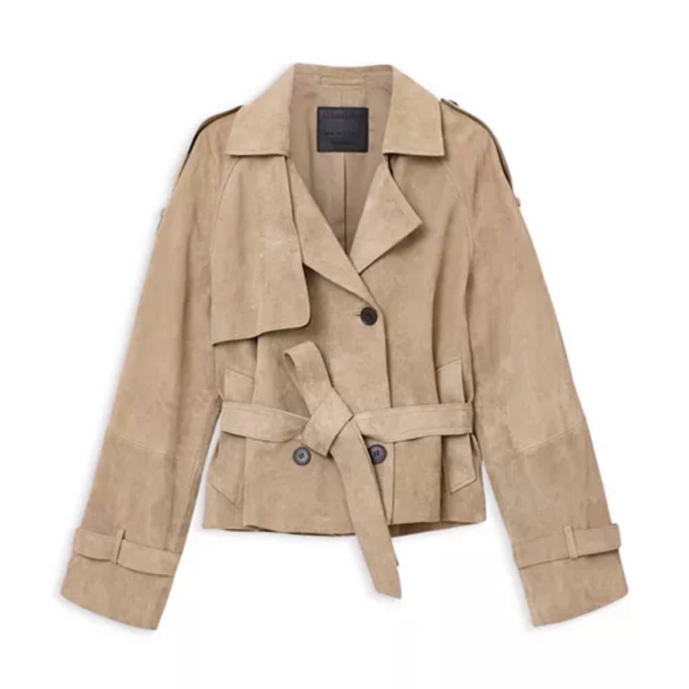 ALLSAINTS REED GOAT SUADE JACKET COLOR KHAKI TAN /SAND STONE-SIZE M